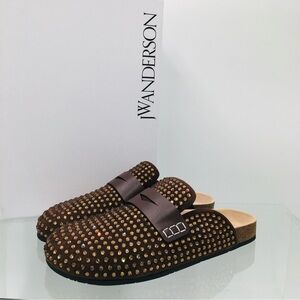 JW Anderson Leather Mule Shoes Rhinestone Chocolate- Women’s Size 9 M